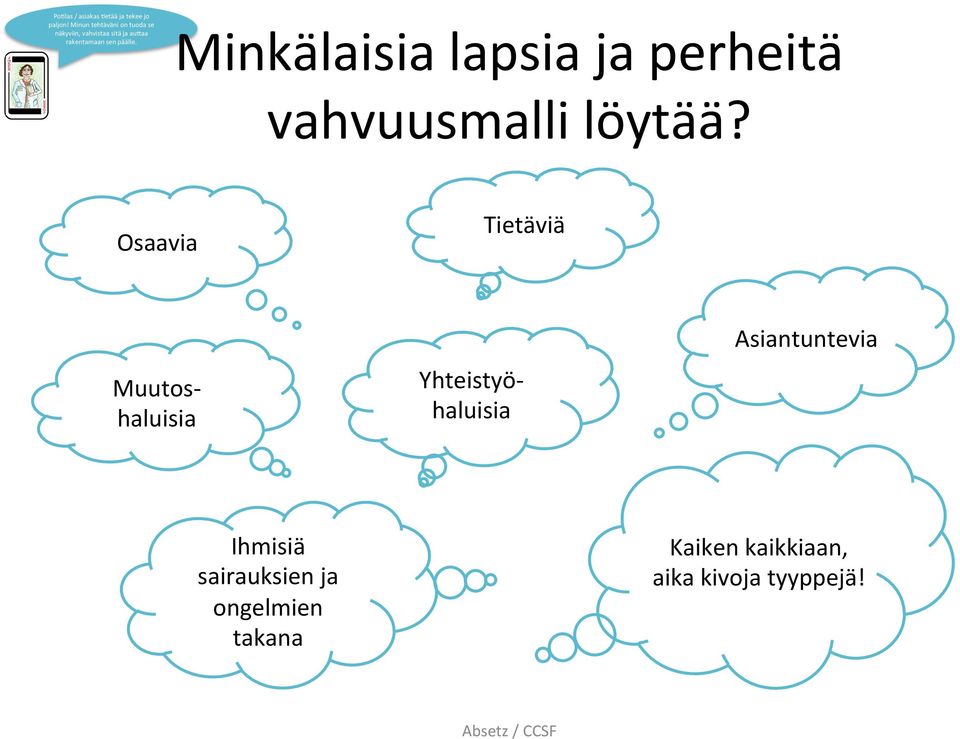 päälle. Minkälaisia lapsia ja perheitä vahvuusmalli löytää?