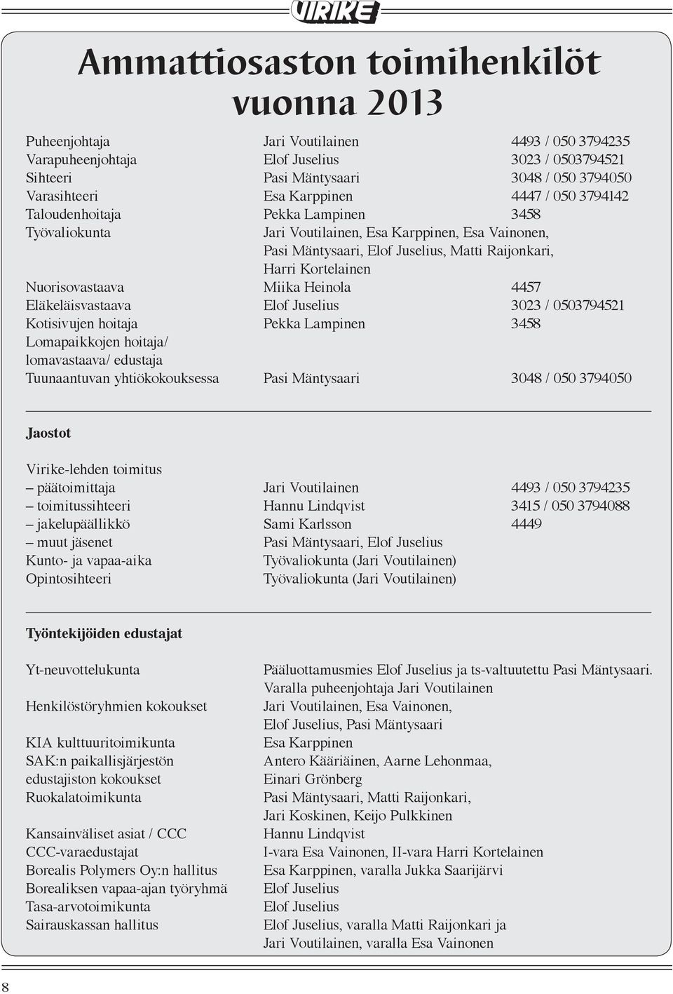 Kortelainen Nuorisovastaava Miika Heinola 4457 Eläkeläisvastaava Elof Juselius 3023 / 0503794521 Kotisivujen hoitaja Pekka Lampinen 3458 Lomapaikkojen hoitaja/ lomavastaava/ edustaja Tuunaantuvan