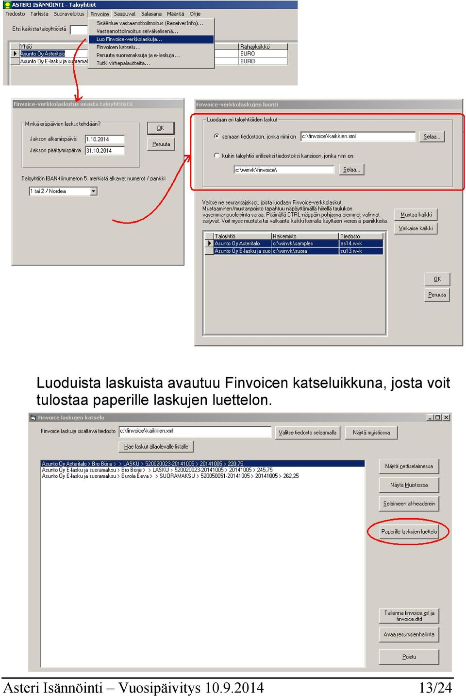 paperille laskujen luettelon.