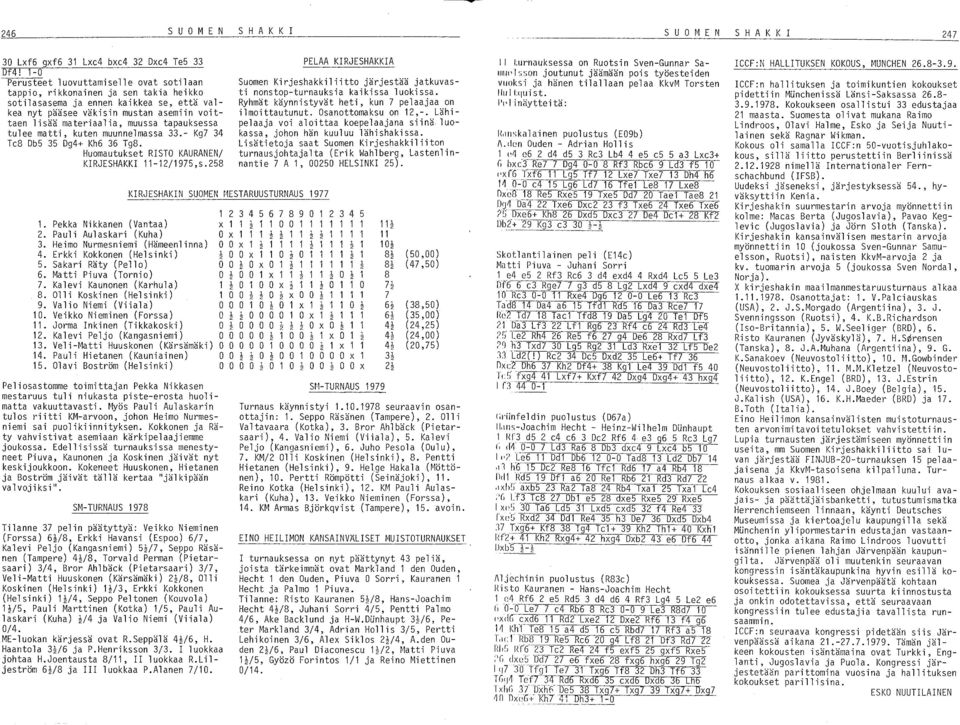 tapauksessa tulee matti, kuten muunnelmassa 33.- Kg7 34 Tc8 ObS 3S Og4+ Kh6 36 Tg8. Huomautukset RISTO KAURANEN/ KIRJESHAKKI 11-12/1975,s.