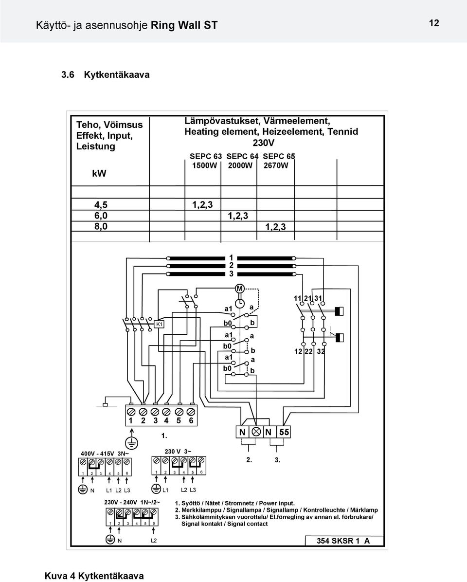 2670W 4,5 6,0 8,0 1,2, 1,2, 1,2, 1 2 a1 M a 11 21 1 K1 b0 b a1 b0 a1 b0 a b a b 12 22 2 400V - 415V N~ 1 2 4 5 6 1. 20 V ~ N N 55 2.