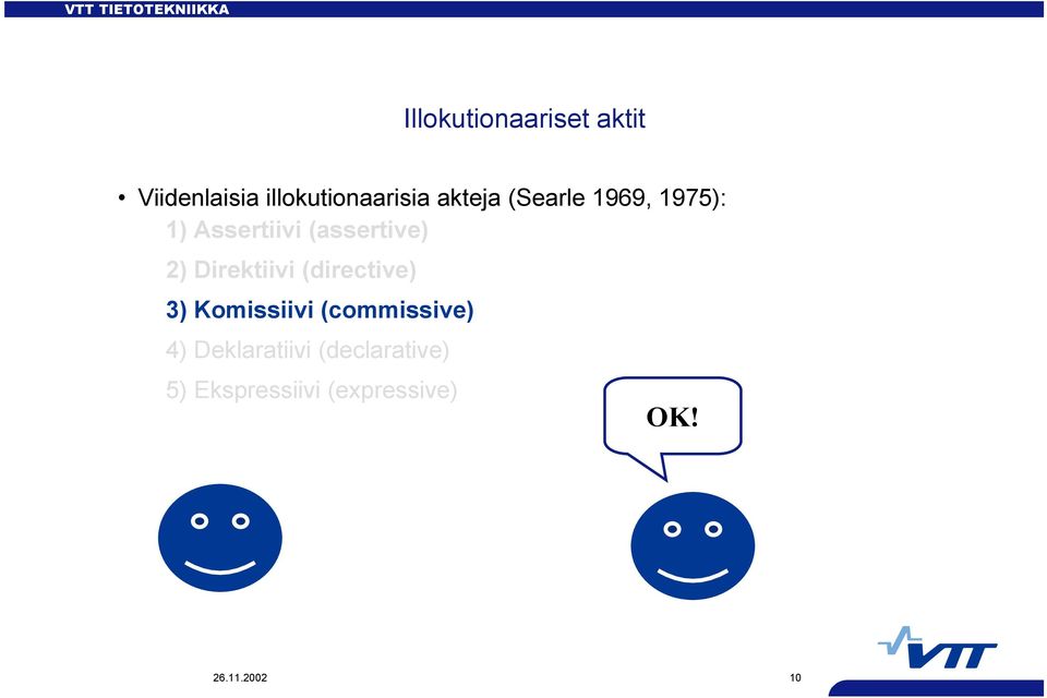 Direktiivi (directive) 3) Komissiivi (commissive) 4)