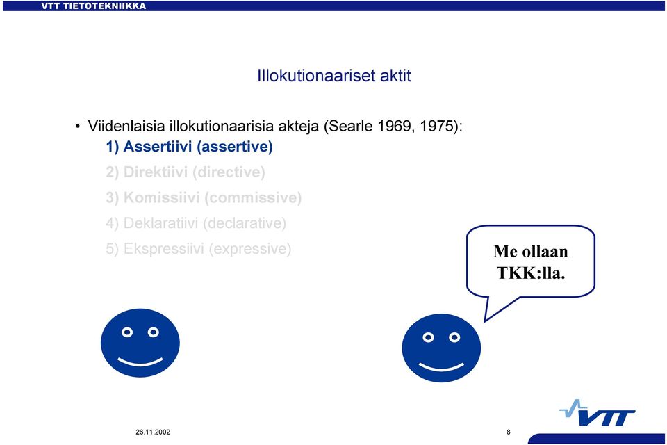 (directive) 3) Komissiivi (commissive) 4) Deklaratiivi