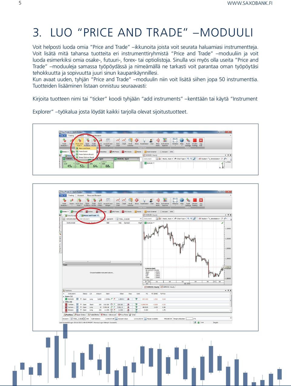 Sinulla voi myös olla useita Price and Trade moduuleja samassa työpöydässä ja nimeämällä ne tarkasti voit parantaa oman työpöytäsi tehokkuutta ja sopivuutta juuri sinun kaupankäynnillesi.