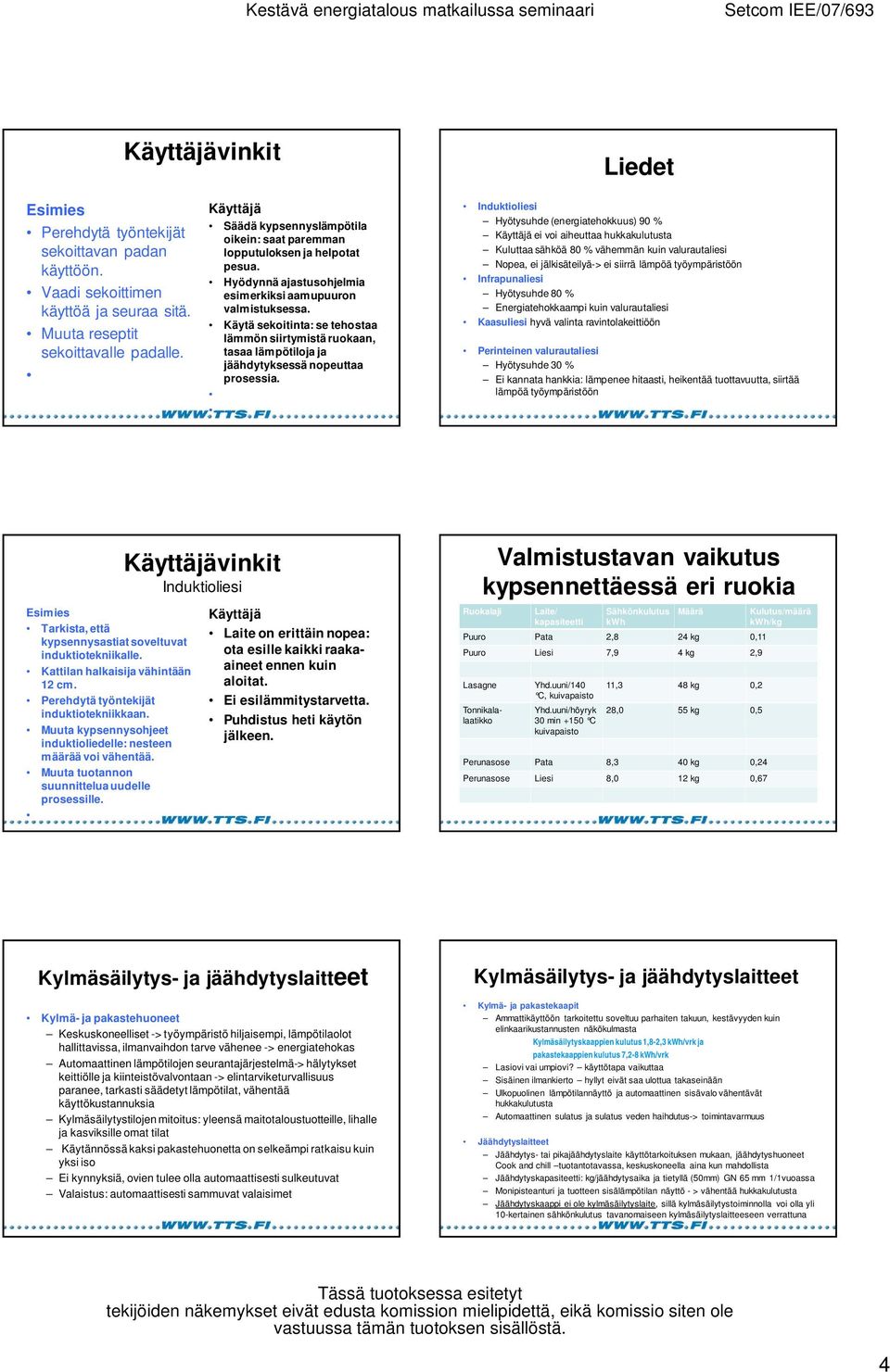 Käytä sekoitinta: se tehostaa lämmön siirtymistä ruokaan, tasaa lämpötiloja ja jäähdytyksessä nopeuttaa prosessia.