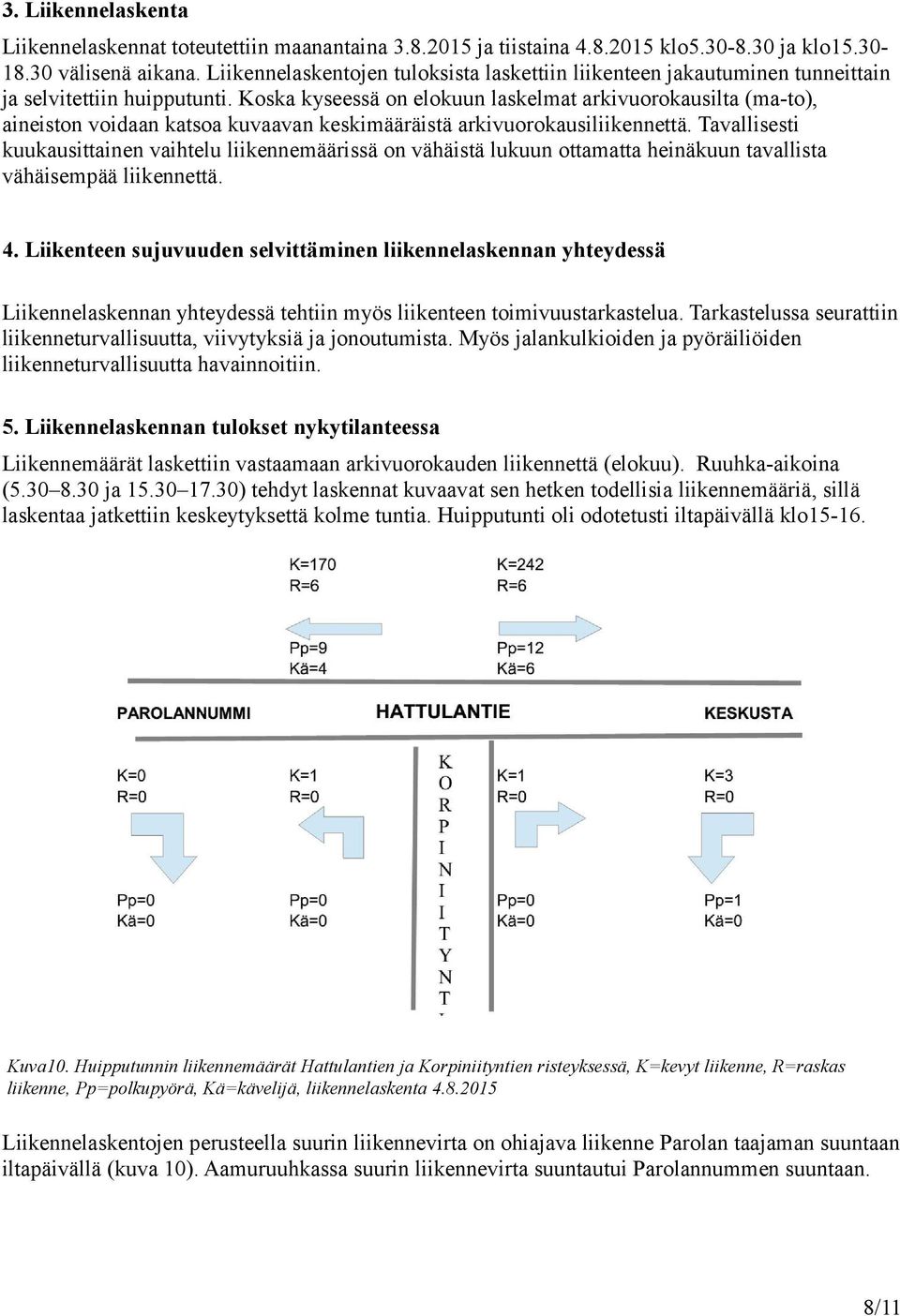 Koska kyseessä on elokuun laskelmat arkivuorokausilta (ma-to), aineiston voidaan katsoa kuvaavan keskimääräistä arkivuorokausiliikennettä.