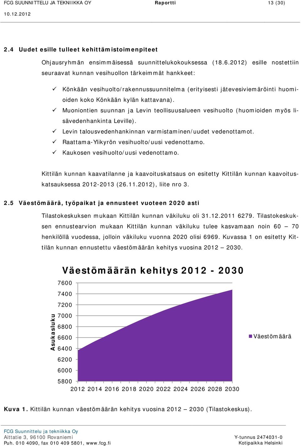 Muoniontien suunnan ja Levin teollisuusalueen vesihuolto (huomioiden myös lisävedenhankinta Leville). Levin talousvedenhankinnan varmistaminen/uudet vedenottamot.