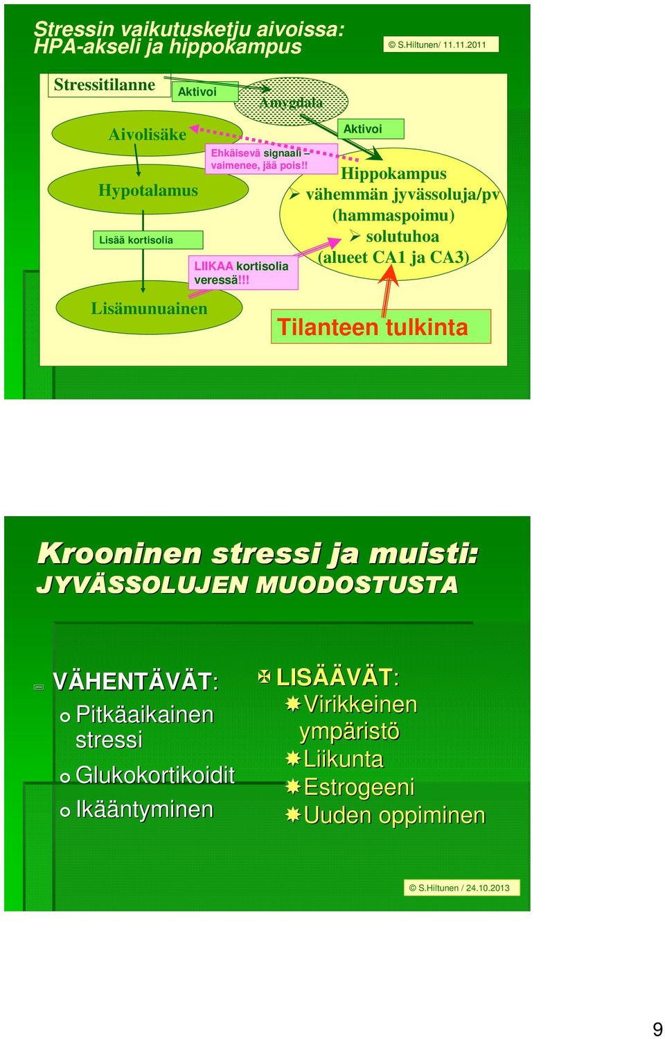 ! LIIKAA kortisolia veressä!