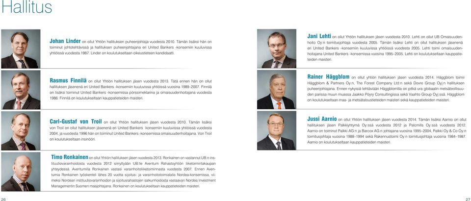 Jani Lehti on ollut Yhtiön hallituksen jäsen vuodesta 2010. Lehti on ollut UB Omaisuudenhoito Oy:n toimitusjohtaja vuodesta 2005.