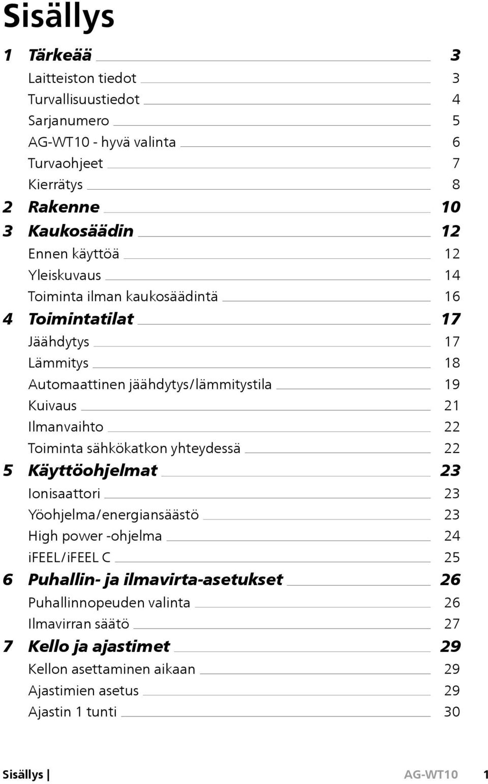 Käyttöohjelmat Ionisaattori Yöohjelma/energiansäästö High power -ohjelma ifeel/ifeel C 6 Puhallin- ja ilmavirta-asetukset Puhallinnopeuden valinta Ilmavirran