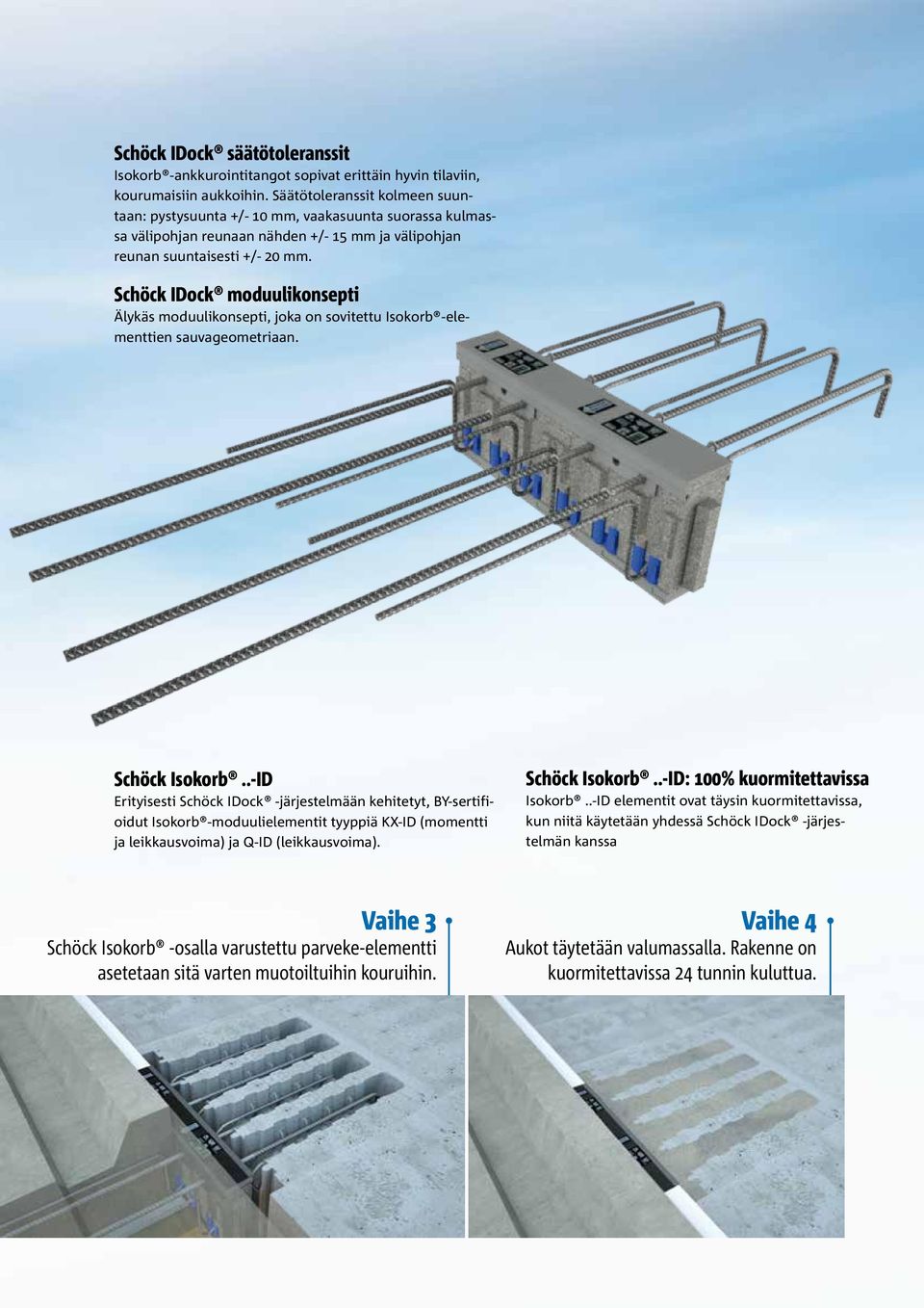 Schöck IDock moduulikonsepti Älykäs moduulikonsepti, joka on sovitettu Isokorb -elementtien sauvageometriaan. Schöck Isokorb.