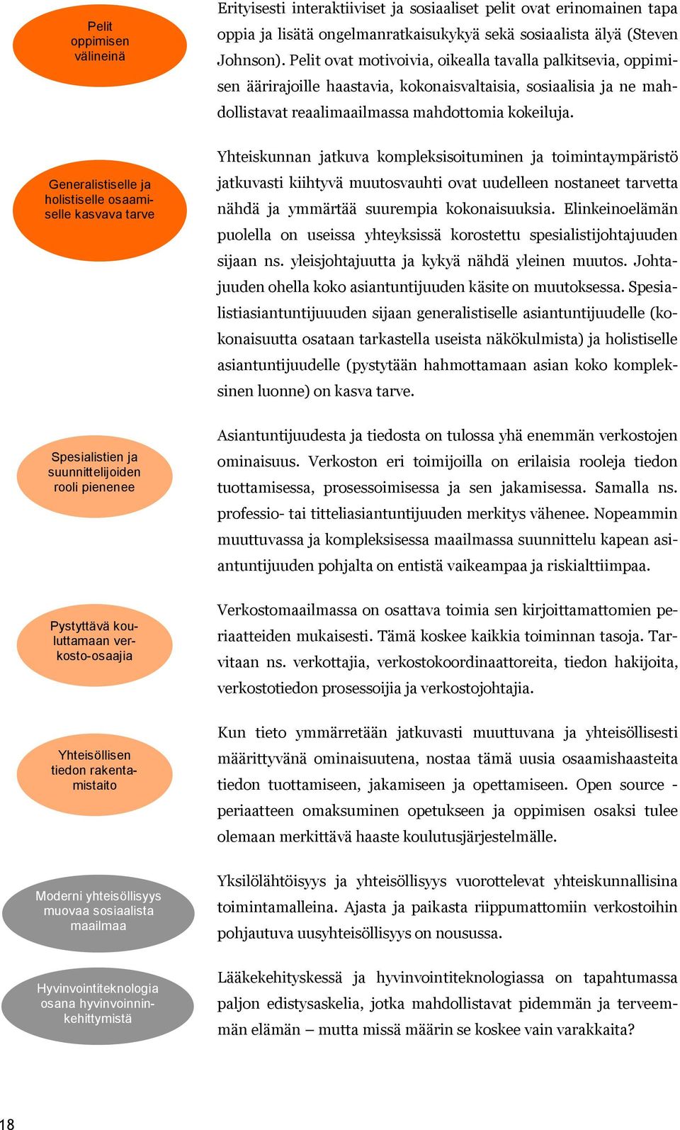 Generalistiselle ja holistiselle osaamiselle kasvava tarve Yhteiskunnan jatkuva kompleksisoituminen ja toimintaympäristö jatkuvasti kiihtyvä muutosvauhti ovat uudelleen nostaneet tarvetta nähdä ja