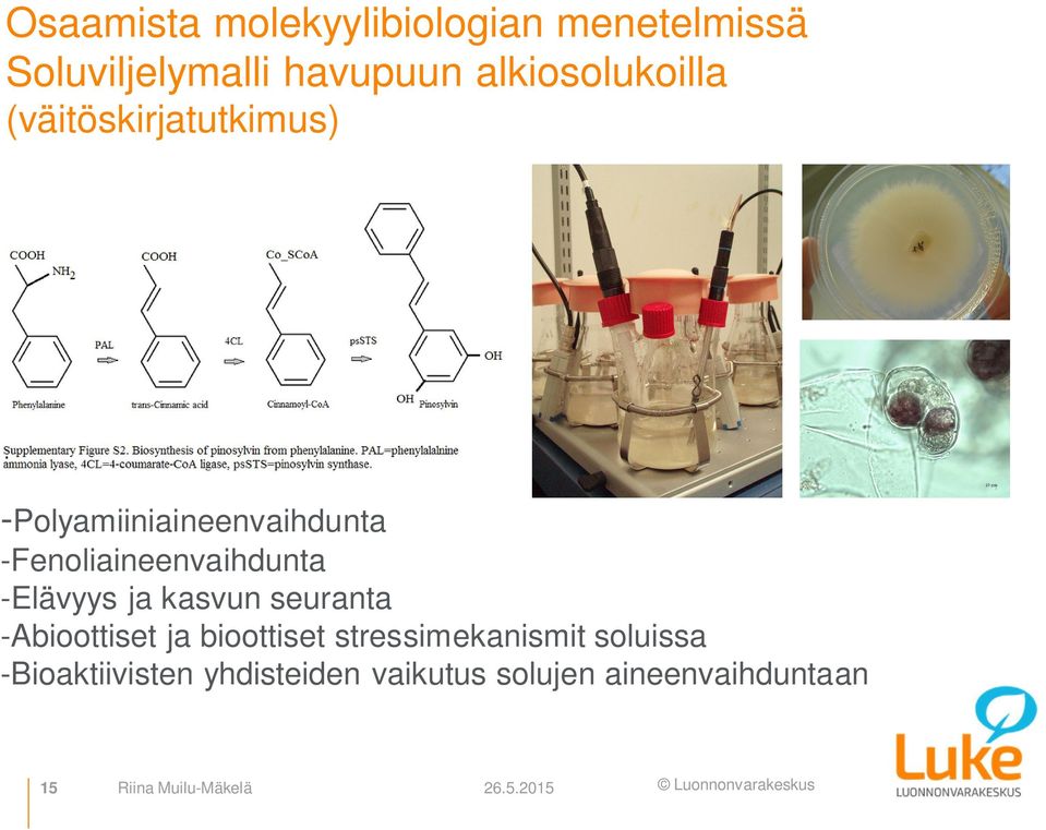 -Fenoliaineenvaihdunta -Elävyys ja kasvun seuranta -Abioottiset ja bioottiset