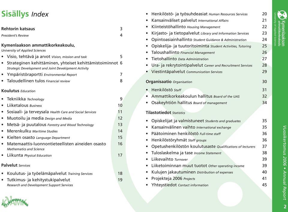 Resources Services 20 Kansainväliset palvelut International Affairs 21 Kiinteistöhallinto Housing Management 22 Kirjasto- ja tietopalvelut Library and Information Services 23 Opintoasiainhallinto