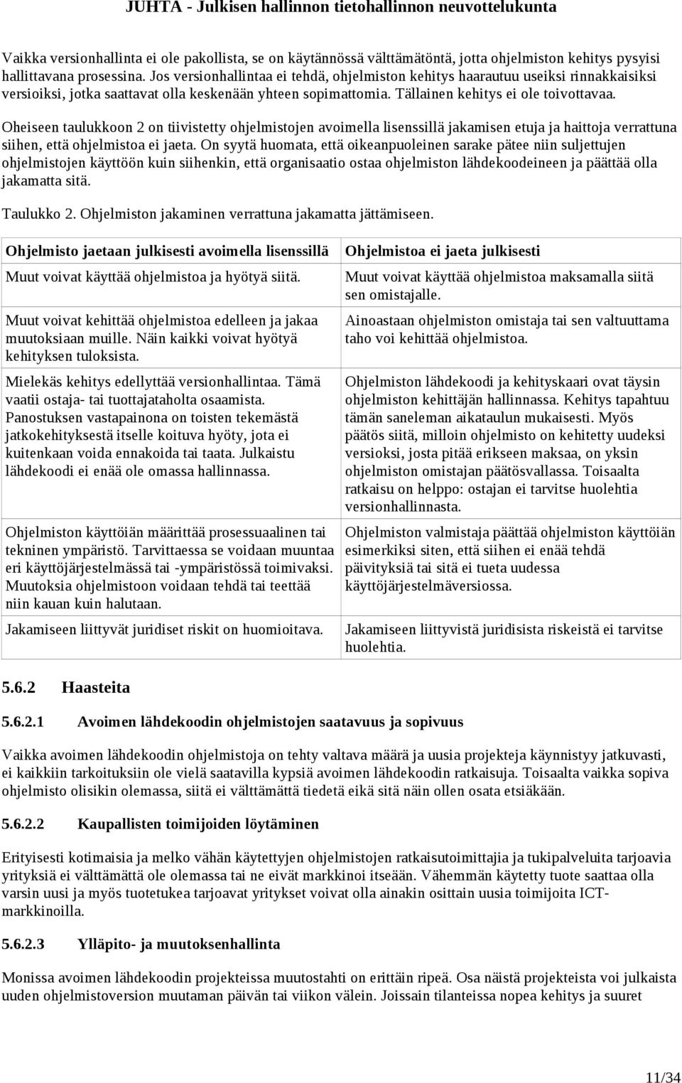 Oheiseen taulukkoon 2 on tiivistetty ohjelmistojen avoimella lisenssillä jakamisen etuja ja haittoja verrattuna siihen, että ohjelmistoa ei jaeta.