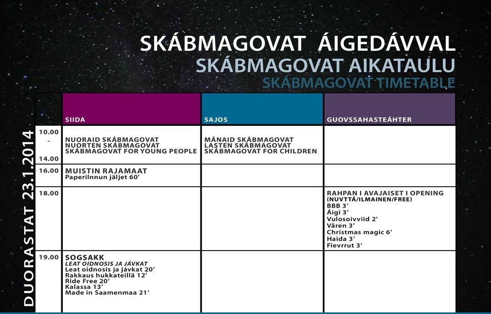 00 Muistin rajamaat Paperilnnun jäljet 60 MÁNAID SKÁBMAGOVAT LASTEN SKÁBMAGOVAT SKÁBMAGOVAT FOR CHILDREN 18.