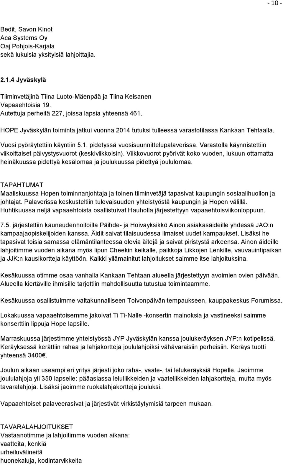 Varastolla käynnistettiin viikoittaiset päivystysvuorot (keskiviikkoisin). Viikkovuorot pyörivät koko vuoden, lukuun ottamatta heinäkuussa pidettyä kesälomaa ja joulukuussa pidettyä joululomaa.