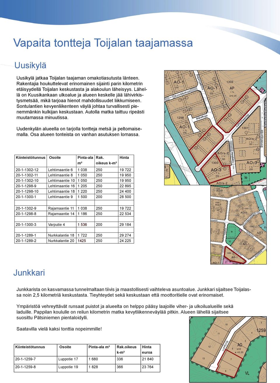 Lähellä on Kuusikankaan ulkoalue ja alueen keskelle jää lähivirkistysmetsää, mikä tarjoaa hienot mahdollisuudet liikkumiseen.