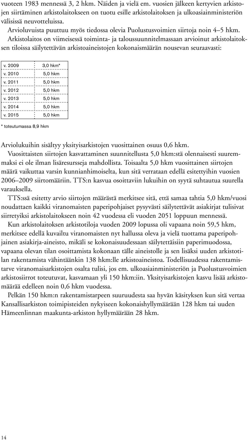 Arvioluvuista puuttuu myös tiedossa olevia Puolustusvoimien siirtoja noin 4 5 hkm.