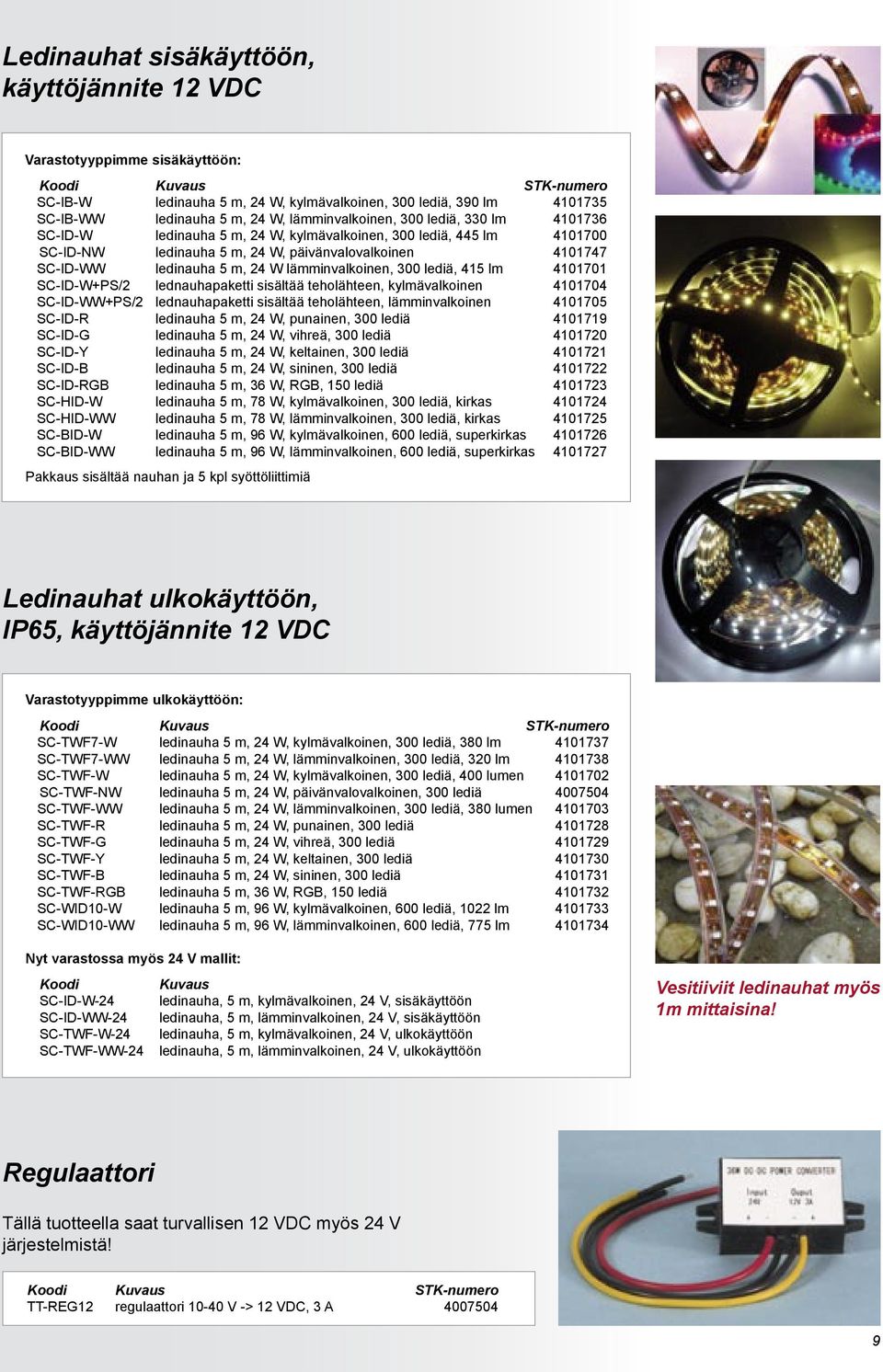 300 lediä, 415 lm 4101701 SC-ID-W+PS/2 lednauhapaketti sisältää teholähteen, kylmävalkoinen 4101704 SC-ID-WW+PS/2 lednauhapaketti sisältää teholähteen, lämminvalkoinen 4101705 SC-ID-R ledinauha 5 m,