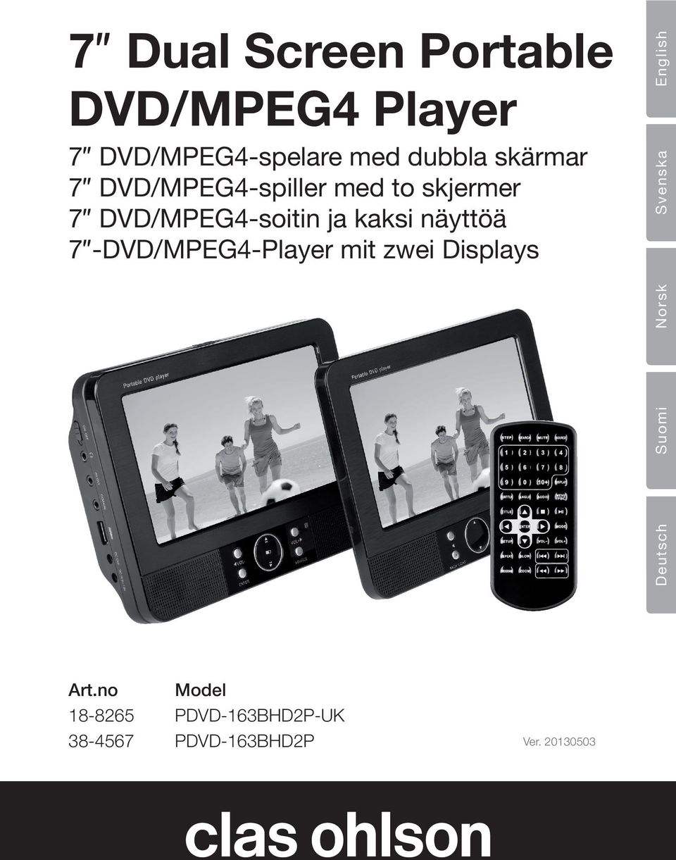 -DVD/MPEG4-Player mit zwei Displays S ve n sk a 7 Dual Screen Portable