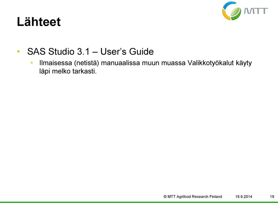 manuaalissa muun muassa Valikkotyökalut