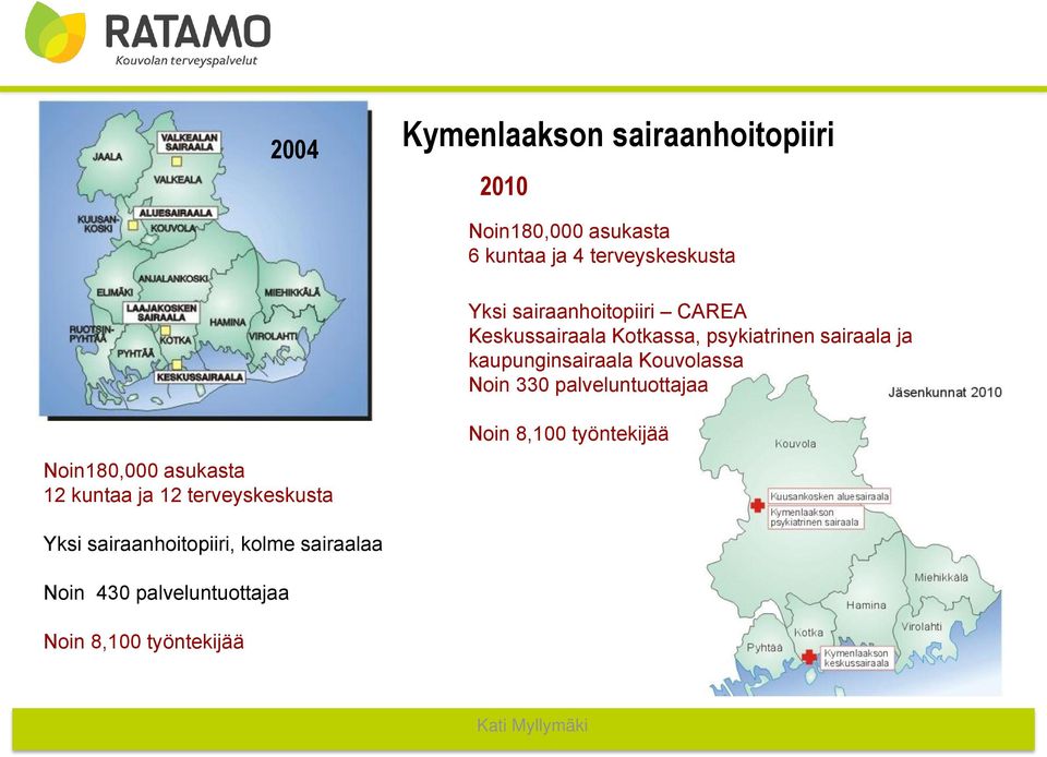 Kouvolassa Noin 330 palveluntuottajaa Noin 8,100 työntekijää Noin180,000 asukasta 12 kuntaa ja 12