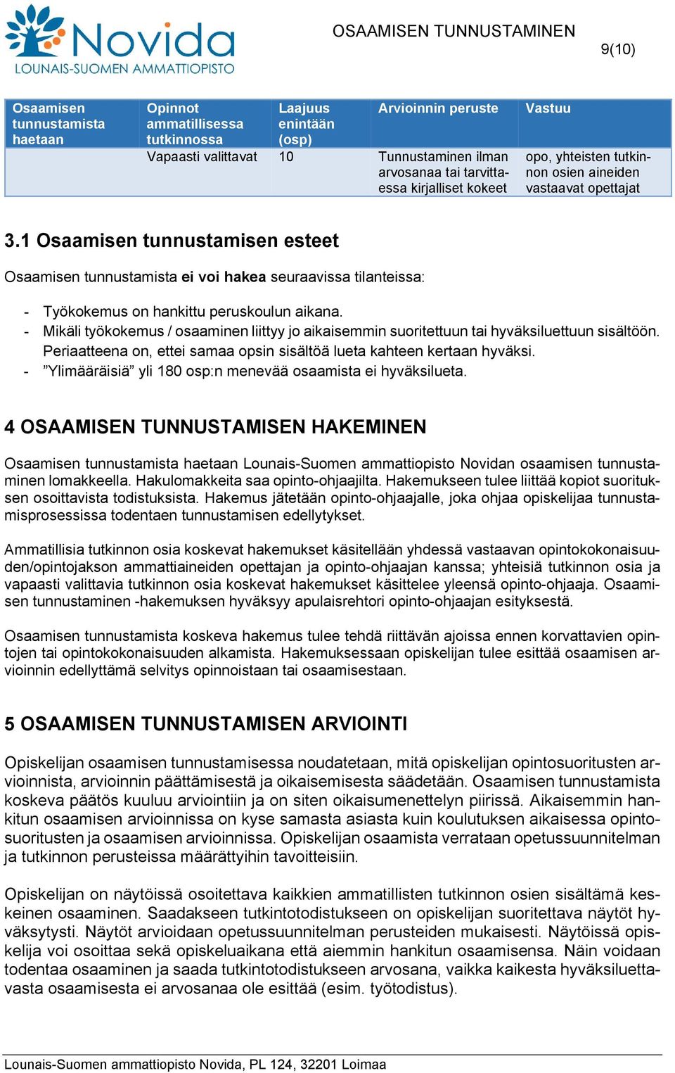 1 Osaamisen tunnustamisen esteet Osaamisen tunnustamista ei voi hakea seuraavissa tilanteissa: - Työkokemus on hankittu peruskoulun aikana.