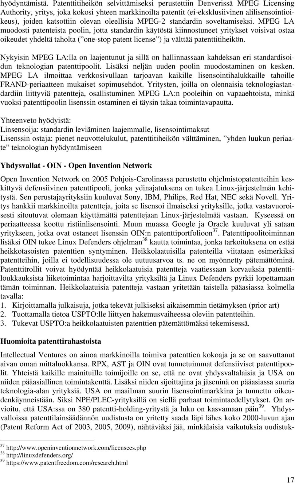 oleellisia MPEG-2 standardin soveltamiseksi.