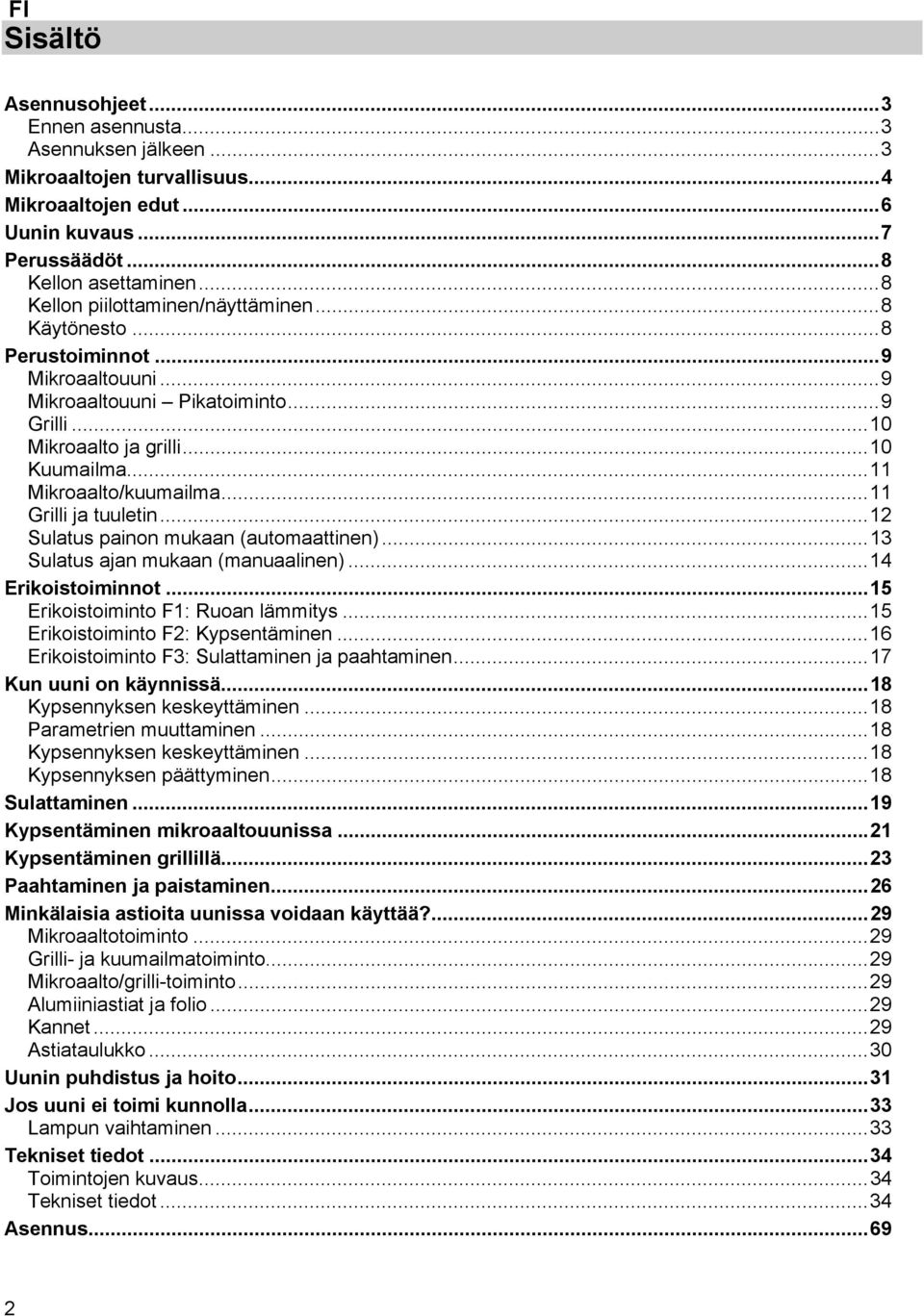 .. 11 Mikroaalto/kuumailma... 11 Grilli ja tuuletin... 12 Sulatus painon mukaan (automaattinen)... 13 Sulatus ajan mukaan (manuaalinen)... 14 Erikoistoiminnot... 15 Erikoistoiminto F1: Ruoan lämmitys.