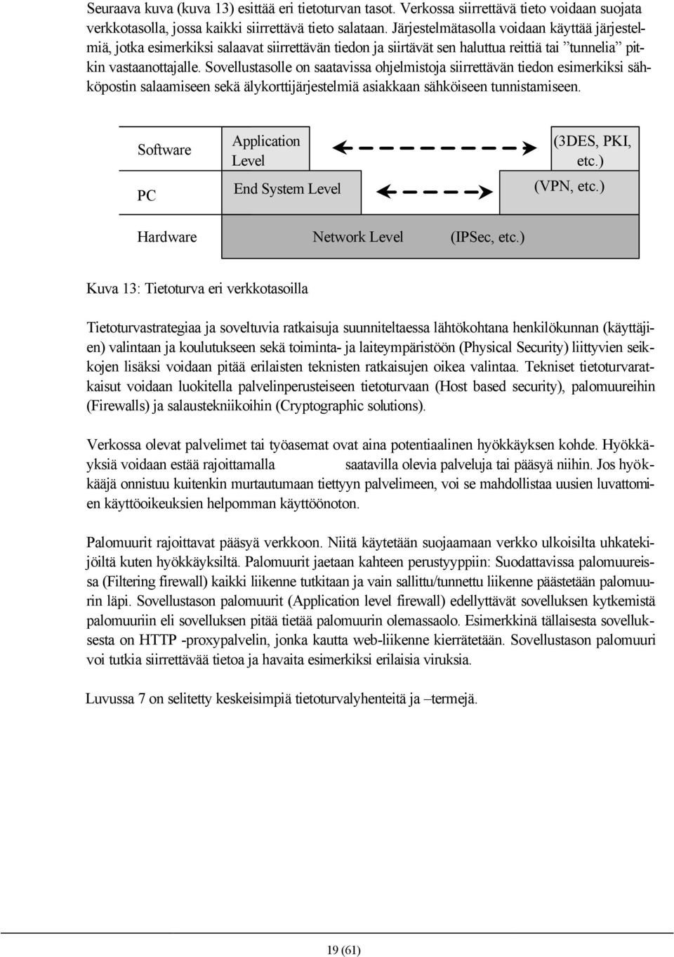 Sovellustasolle on saatavissa ohjelmistoja siirrettävän tiedon esimerkiksi sähköpostin salaamiseen sekä älykorttijärjestelmiä asiakkaan sähköiseen tunnistamiseen.