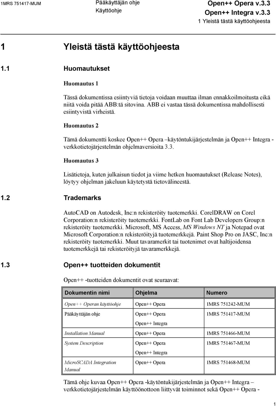 ABB ei vastaa tässä dokumentissa mahdollisesti esiintyvistä virheistä.