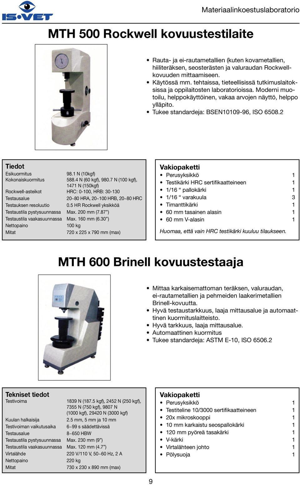 2 Tiedot Esikuormitus 98.1 N (10kgf) Kokonaiskuormitus 588.4 N (60 kgf), 980.