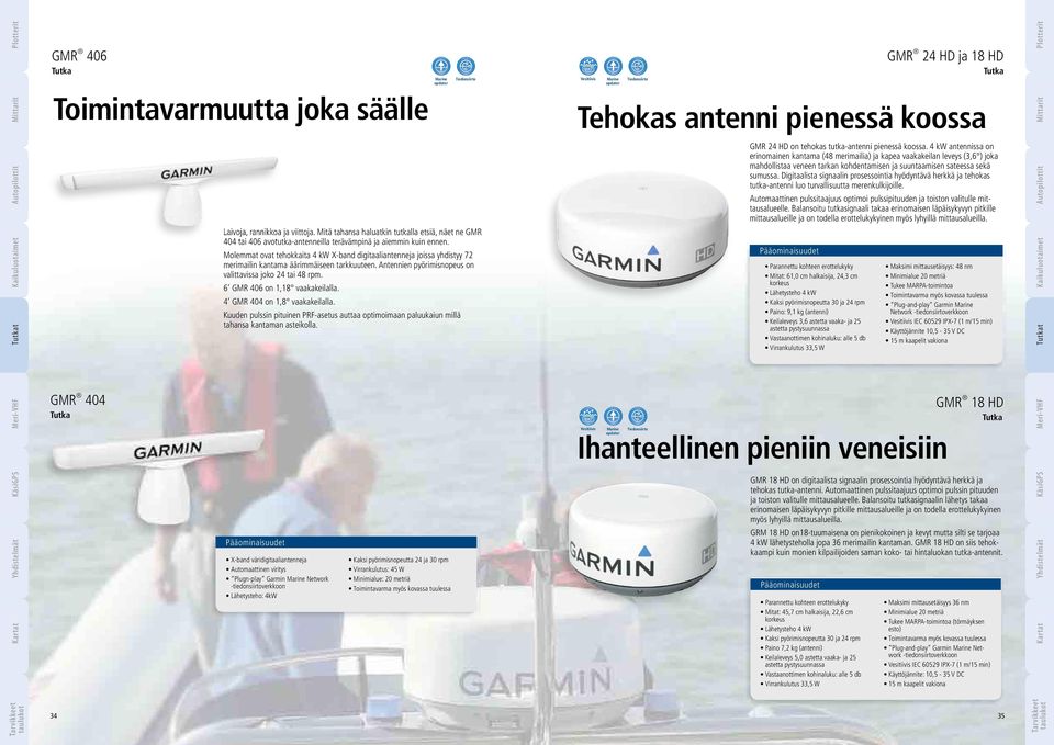 Molemmat ovat tehokkaita 4 kw X-band digitaaliantenneja joissa yhdistyy 72 merimailin kantama äärimmäiseen tarkkuuteen. Antennien pyörimisnopeus on valittavissa joko 24 tai 48 rpm.