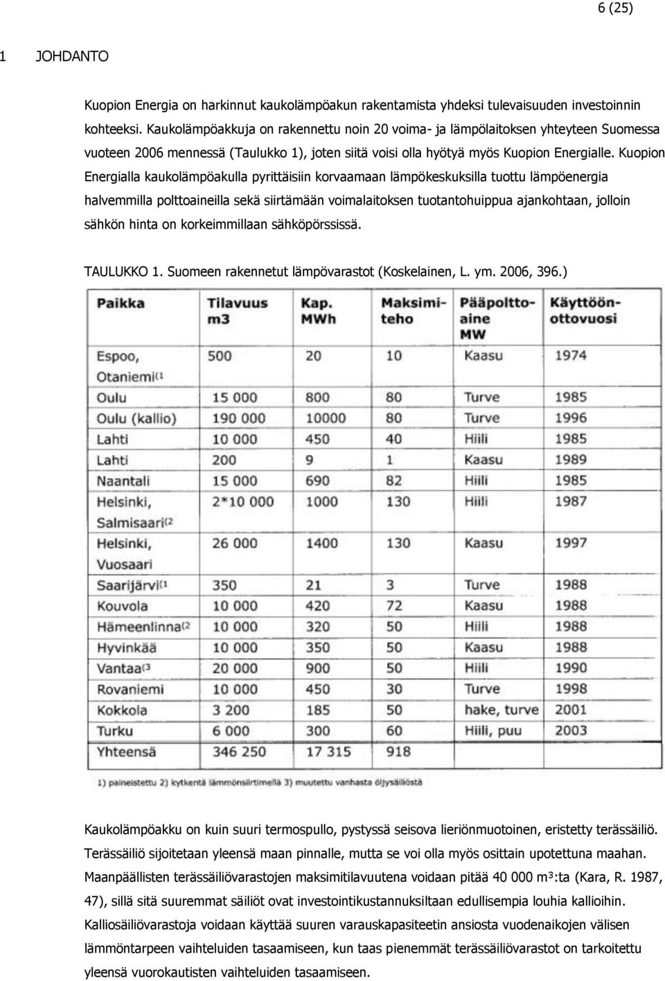 Kuopion Energialla kaukolämpöakulla pyrittäisiin korvaamaan lämpökeskuksilla tuottu lämpöenergia halvemmilla polttoaineilla sekä siirtämään voimalaitoksen tuotantohuippua ajankohtaan, jolloin sähkön