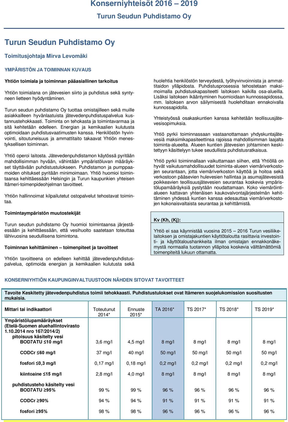 Turun seudun puhdistamo Oy tuottaa omistajilleen sekä muille asiakkailleen hyvänlaatuista jätevedenpuhdistuspalvelua kustannustehokkaasti.