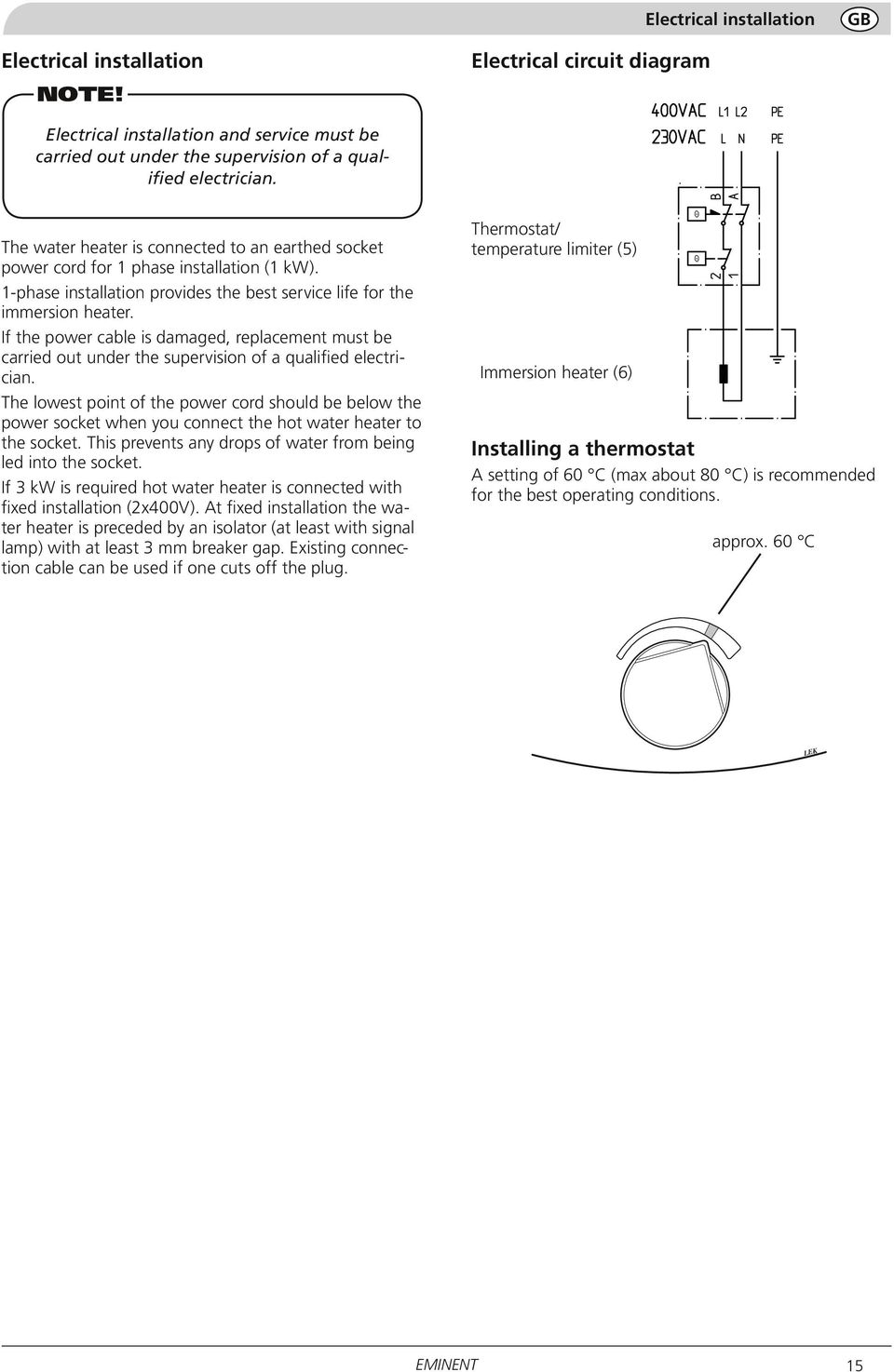 If the power cable is damaged, replacement must be carried out under the supervision of a qualified electrician.