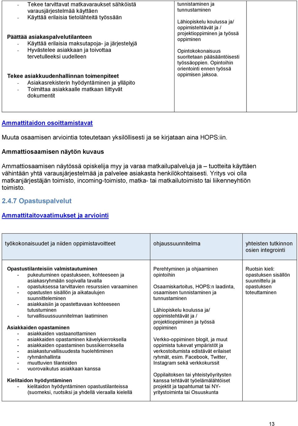 tunnistaminen ja tunnustaminen Lähiopiskelu koulussa ja/ oppimistehtävät ja / projektioppiminen ja työssä oppiminen Opintokokonaisuus suoritetaan pääsääntöisesti työssäoppien.