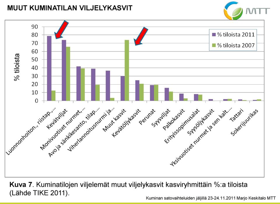 Kuminatilojen viljelemät muut