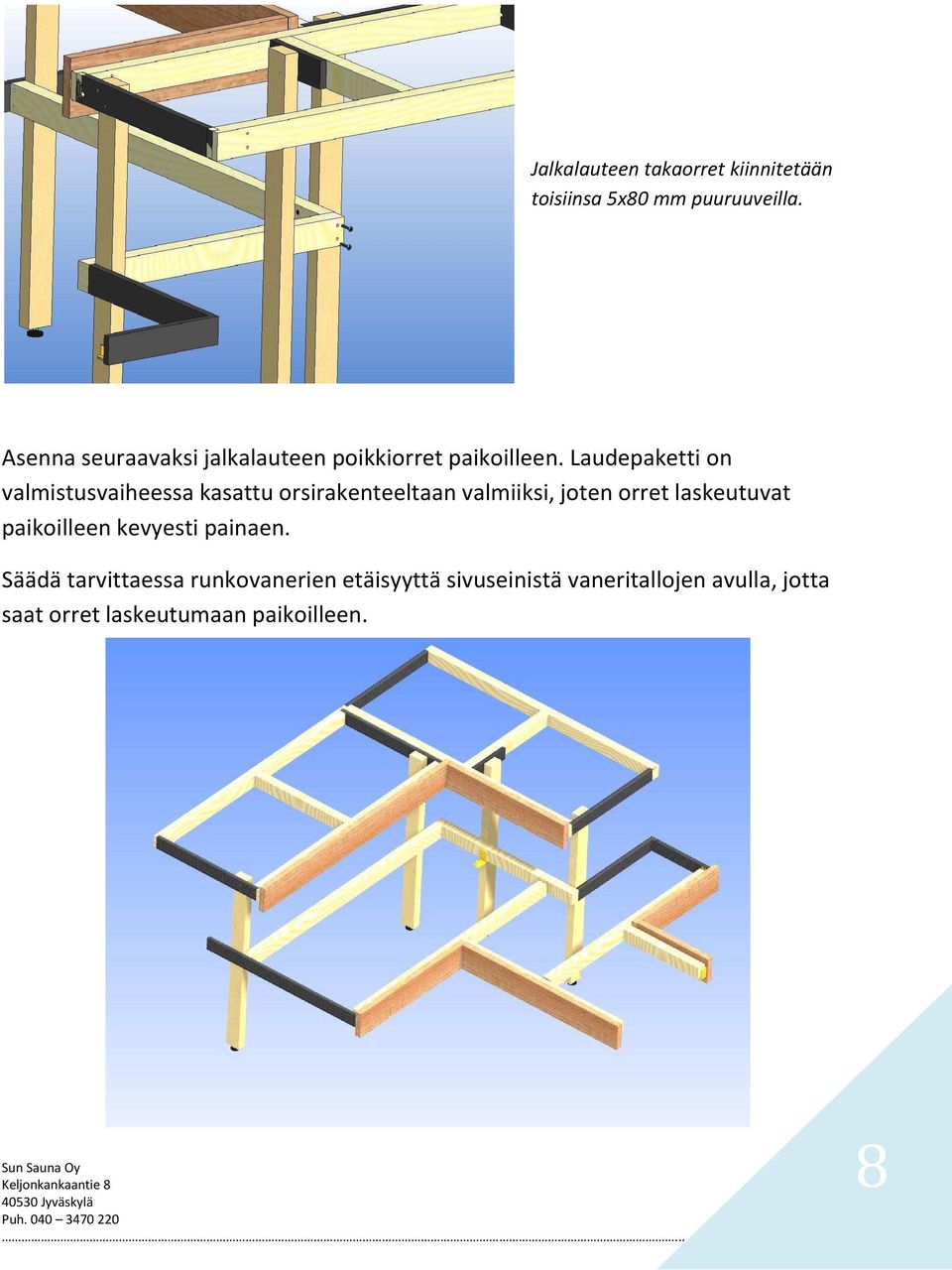 Laudepaketti on valmistusvaiheessa kasattu orsirakenteeltaan valmiiksi, joten orret