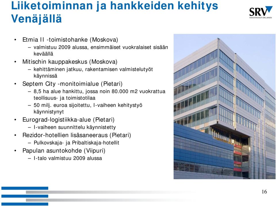 000 m2 vuokrattua teollisuus- ja toimistotilaa 50 milj.