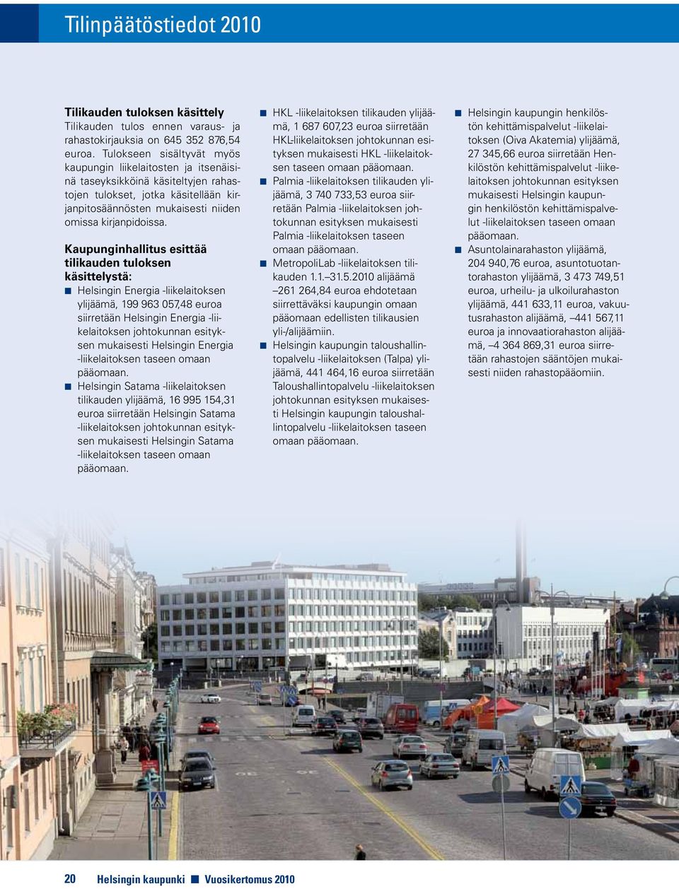 Kaupunginhallitus esittää tilikauden tuloksen käsittelystä: Helsingin Energia -liikelaitoksen ylijäämä, 199 963 057,48 euroa siirretään Helsingin Energia -liikelaitoksen johtokunnan esityksen