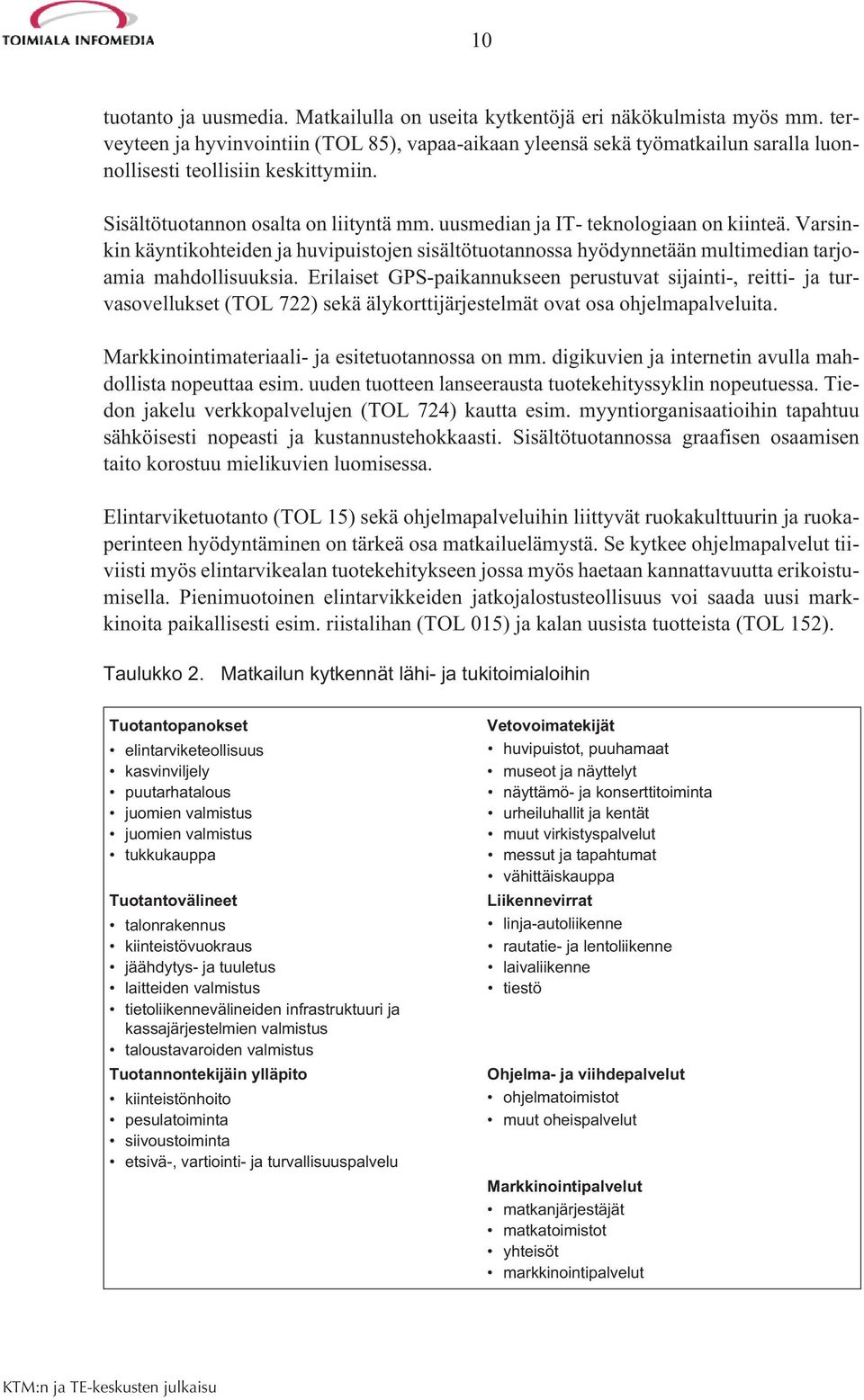 uusmedian ja IT- teknologiaan on kiinteä. Varsinkin käyntikohteiden ja huvipuistojen sisältötuotannossa hyödynnetään multimedian tarjoamia mahdollisuuksia.