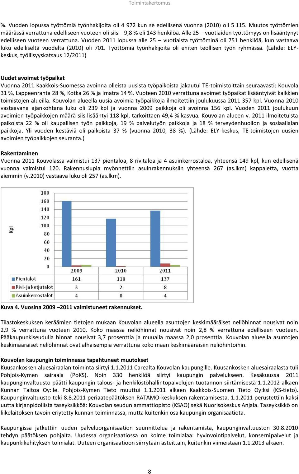 Vuoden 2011 lopussa alle 25 vuotiaista työttöminä oli 751 henkilöä, kun vastaava luku edelliseltä vuodelta (2010) oli 701. Työttömiä työnhakijoita oli eniten teollisen työn ryhmässä.