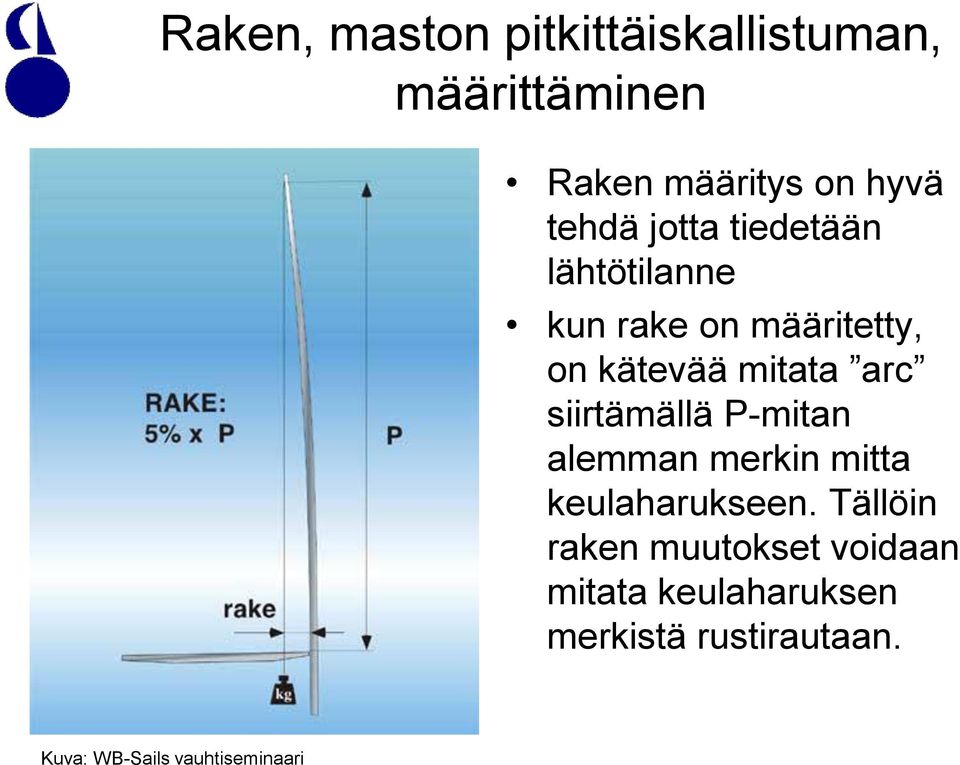 siirtämällä P-mitan alemman merkin mitta keulaharukseen.