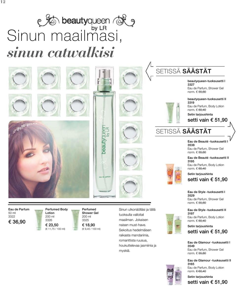 60,40 Setin tarjoushinta setti vain 51,90 Eau de Style -tuoksusetti I 3529 Eau de Parfum, Shower Gel norm.