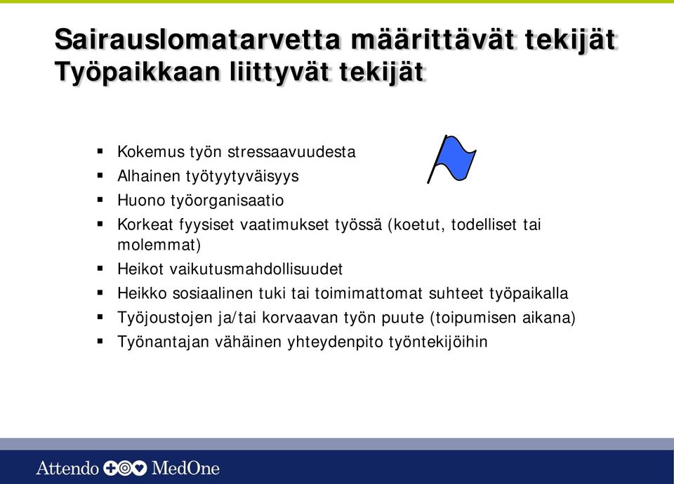 tai molemmat) Heikot vaikutusmahdollisuudet Heikko sosiaalinen tuki tai toimimattomat suhteet