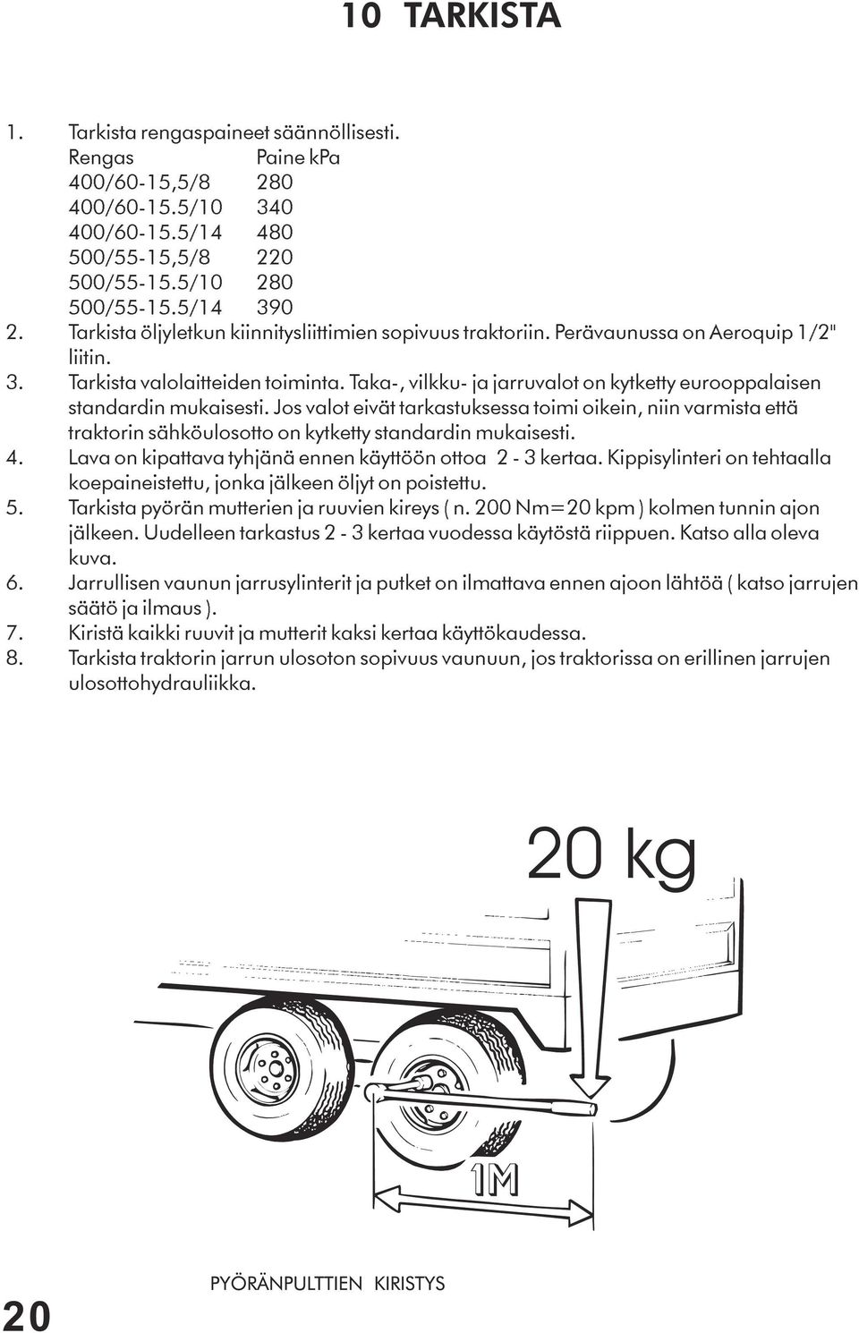 Taka-, vilkku- ja jarruvalot on kytketty eurooppalaisen standardin mukaisesti.