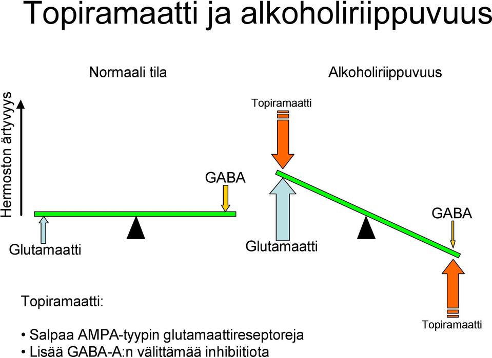 Glutamaatti Glutamaatti Topiramaatti: Salpaa AMPA-tyypin