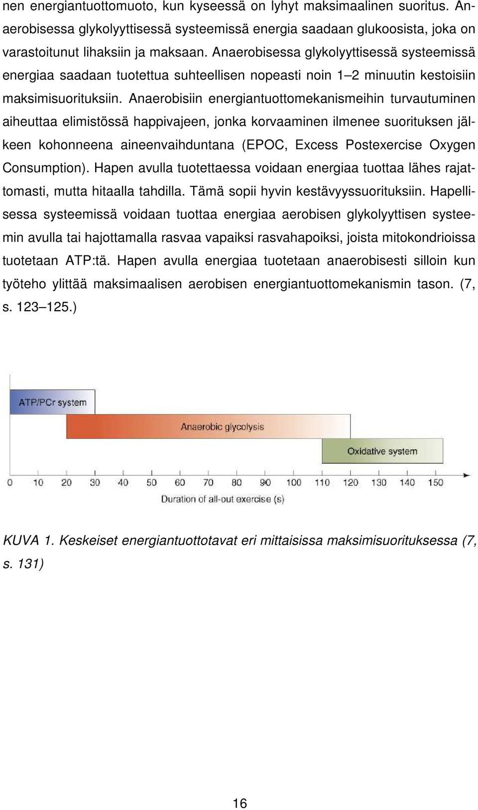 Anaerobisiin energiantuottomekanismeihin turvautuminen aiheuttaa elimistössä happivajeen, jonka korvaaminen ilmenee suorituksen jälkeen kohonneena aineenvaihduntana (EPOC, Excess Postexercise Oxygen